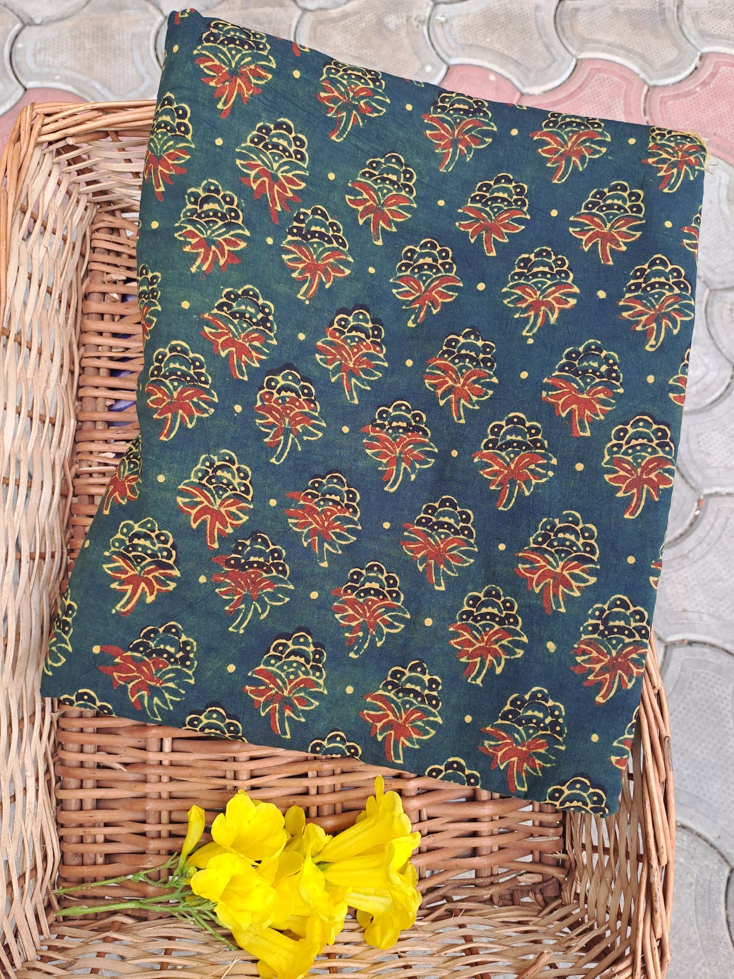 GREEN - COTTONAJRAKH RUNNING FABRIC