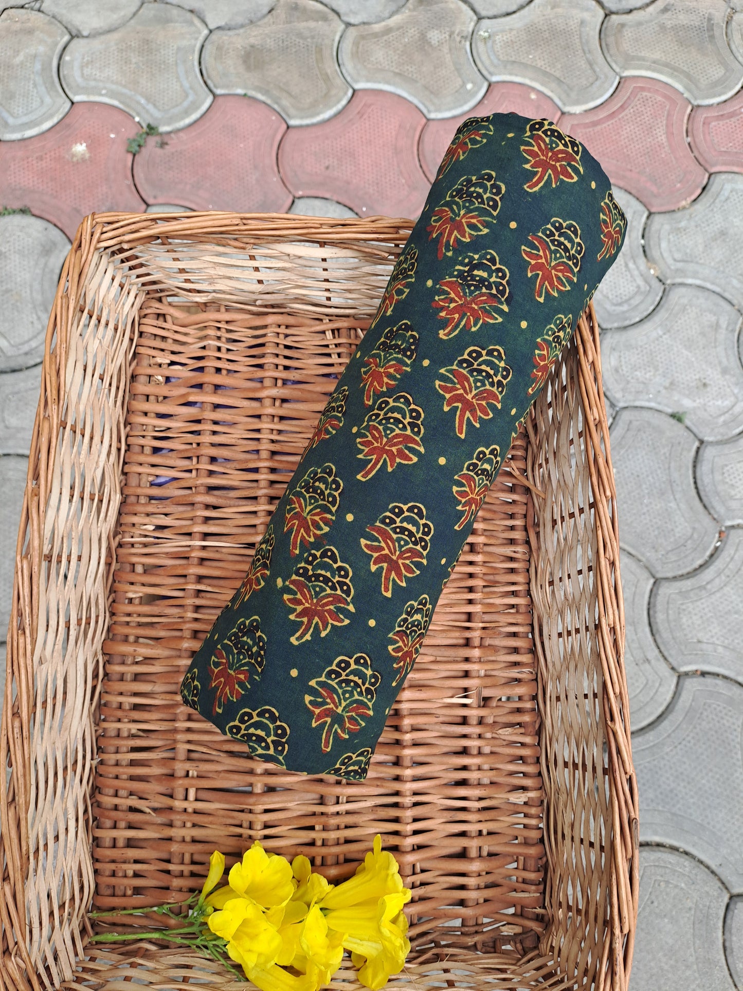 GREEN - COTTONAJRAKH RUNNING FABRIC