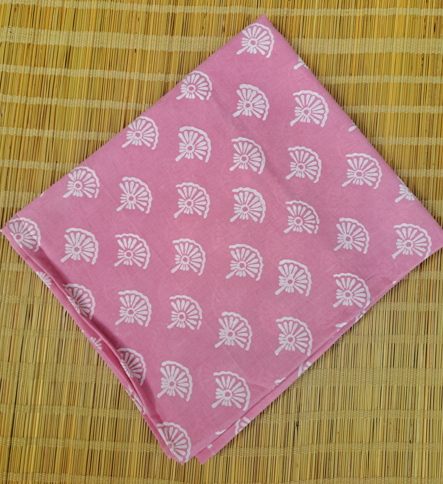 PINK HANDBLOCKED COTTON PRECUT 2.5M FABRIC