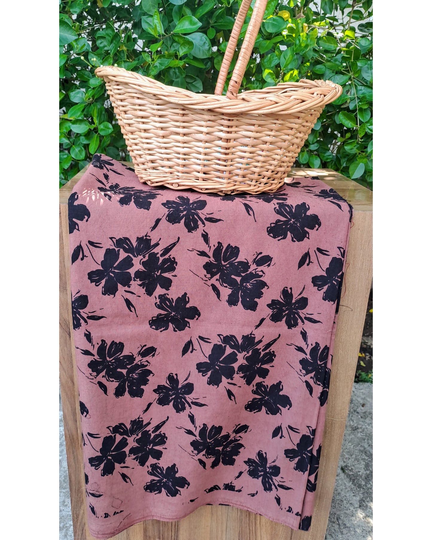 PALE ROSE HANDBLOCKED COTTON PRECUT 2.5M FABRIC