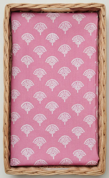 PINK HANDBLOCKED COTTON PRECUT 2.5M FABRIC