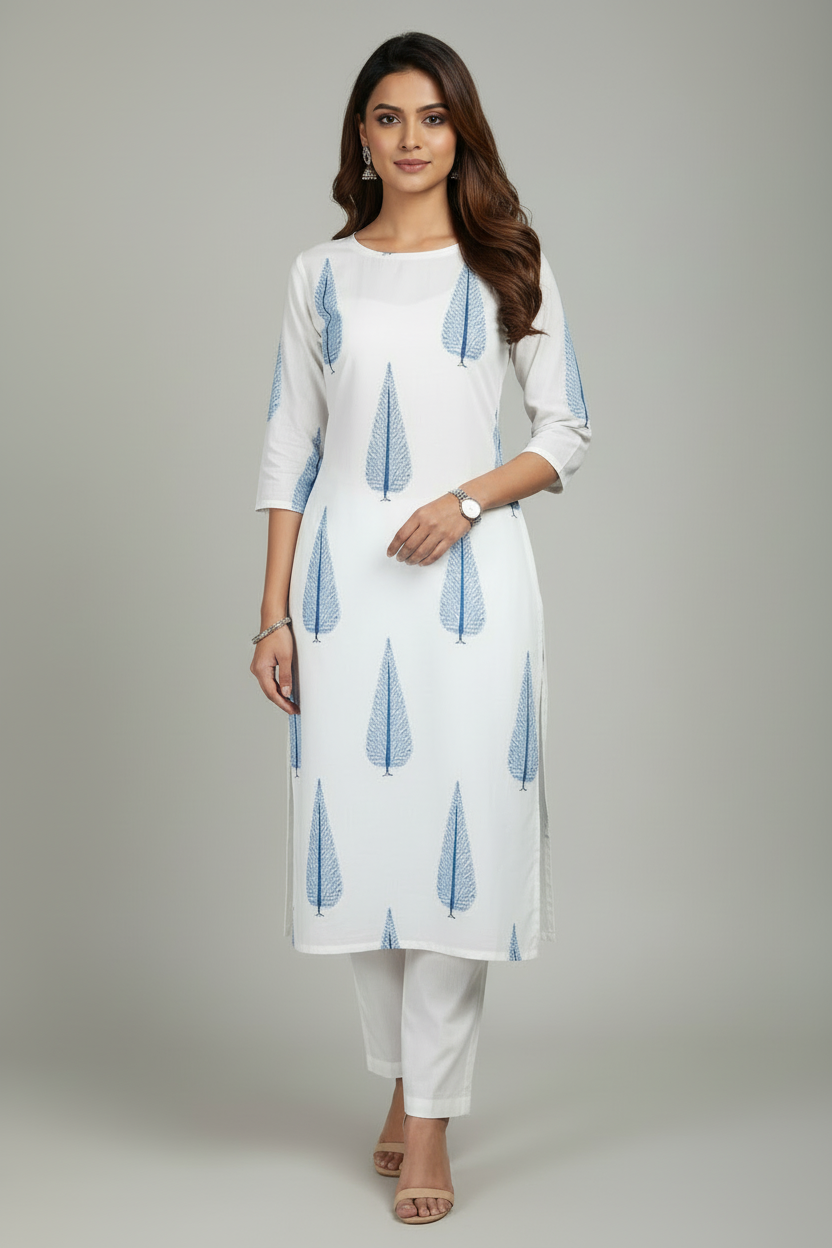 HANDBLOCKED COTTON MULMUL PRE-CUT 2.5M FABRIC