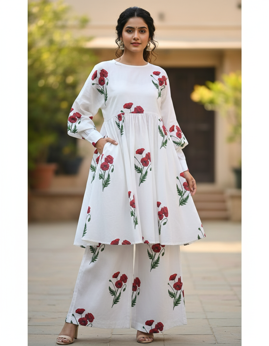 HANDBLOCKED COTTON MULMUL PRE-CUT 2.5M FABRIC