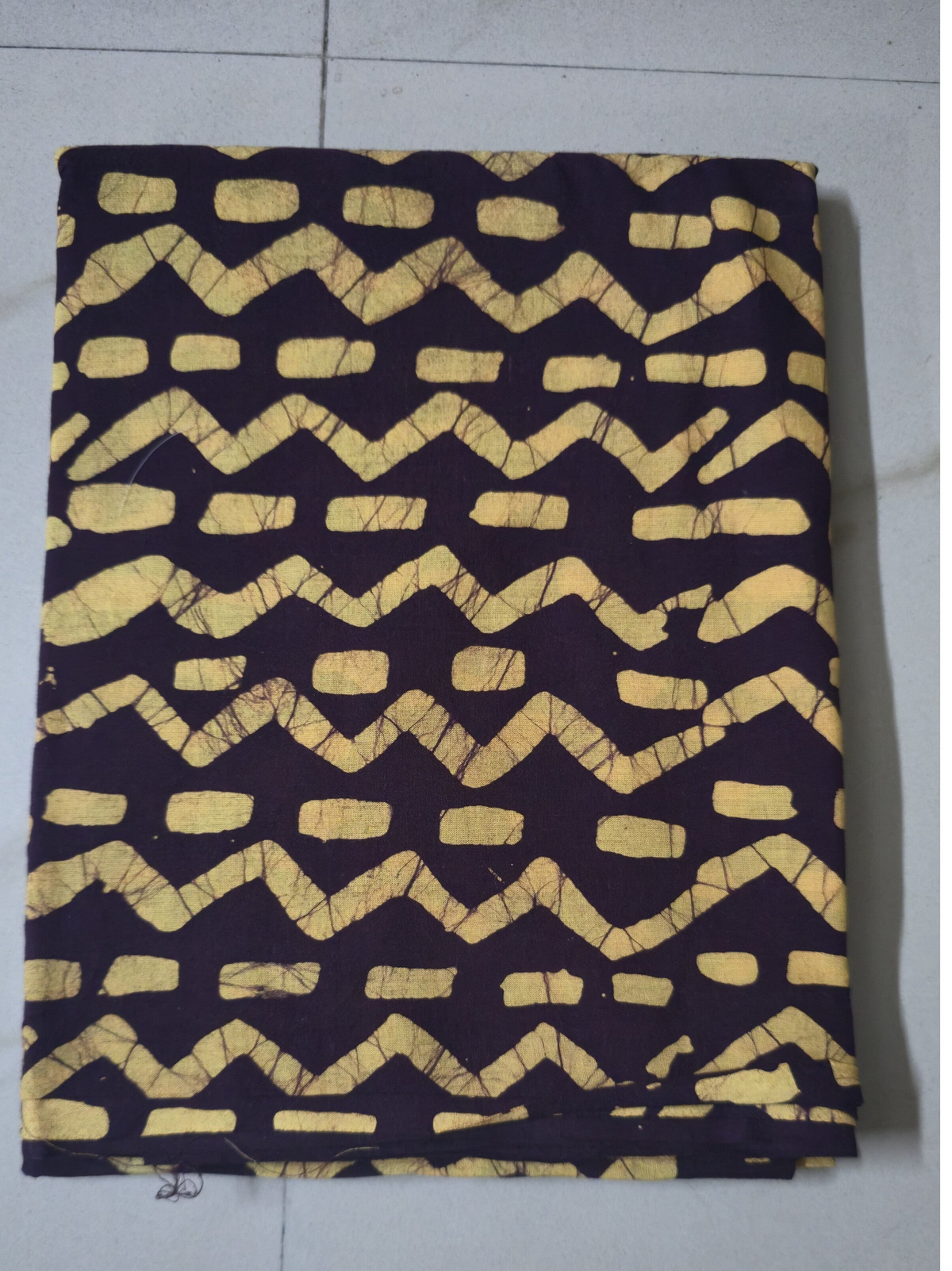 BROWN HANDBLOCKED COTTONPRECUT 2.5M FABRIC
