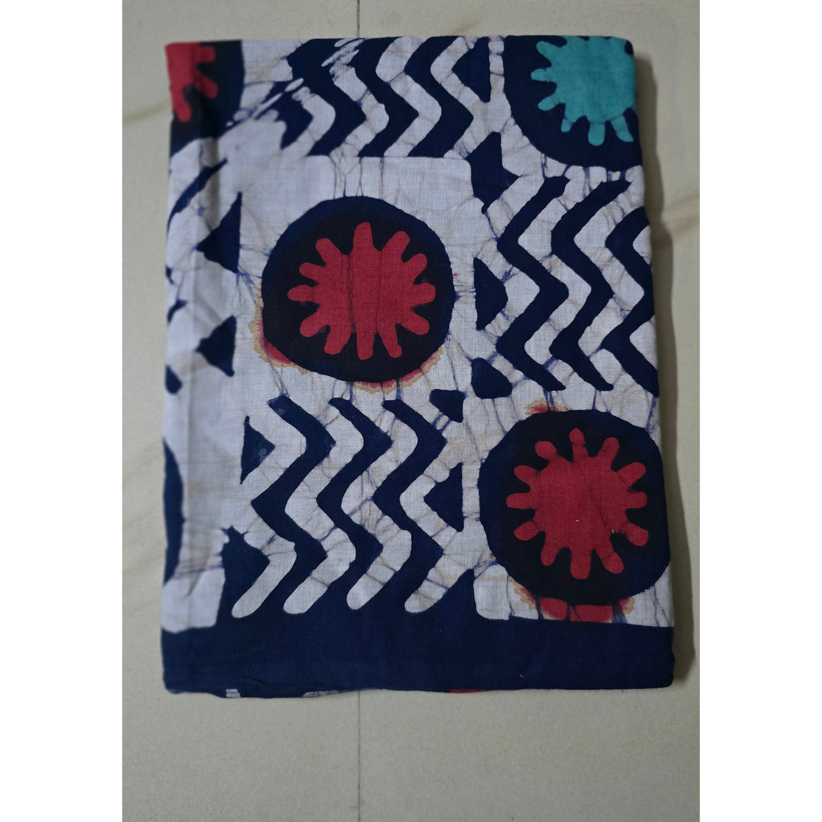 MULTICOLOR HANDBLOCKED COTTON PRECUT 2.5M FABRIC