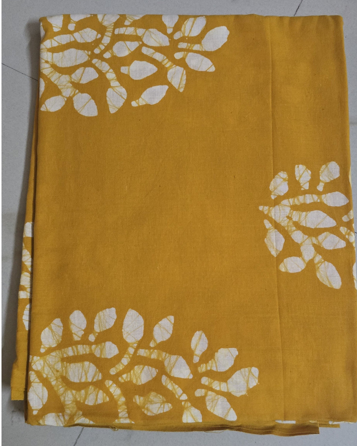 YELLOW HANDBLOCKED COTTON 2.5M PRECUT FABRIC