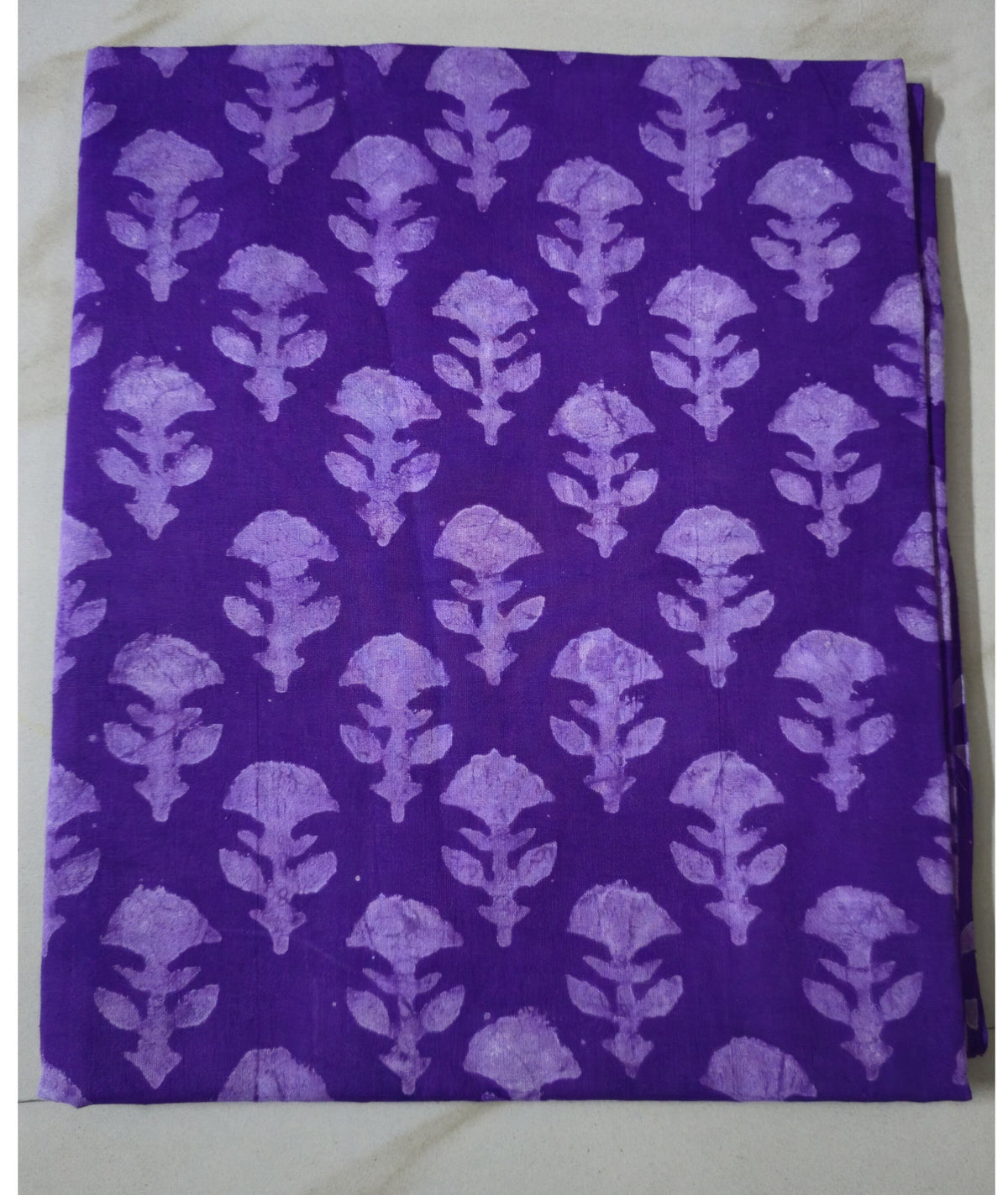VIOLET HANDBLOCKED COTTON PRECUT 2.5M FABRIC