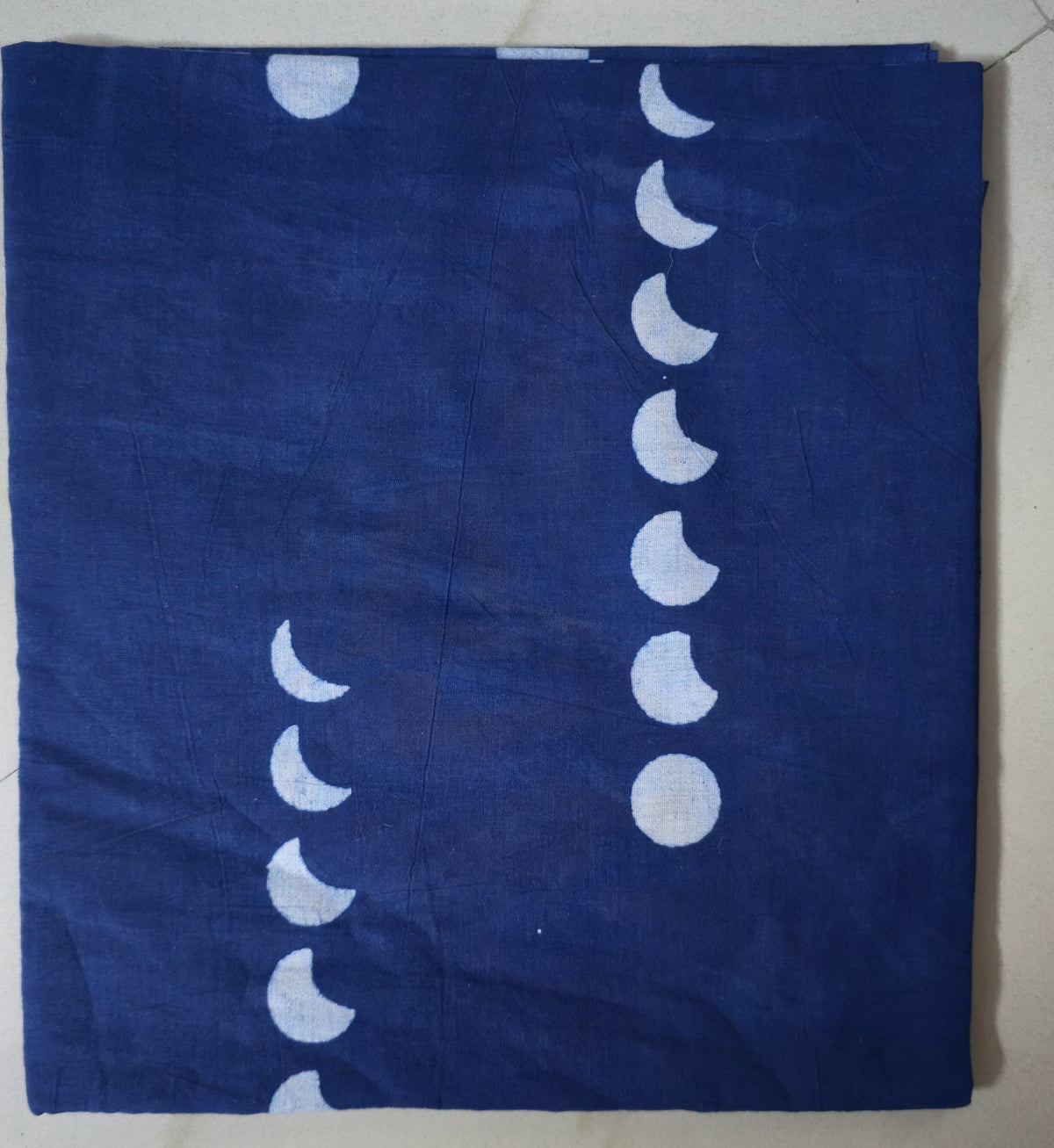 INDIGO HANDBLOCKED COTTON PRECUT 2.5M FABRIC
