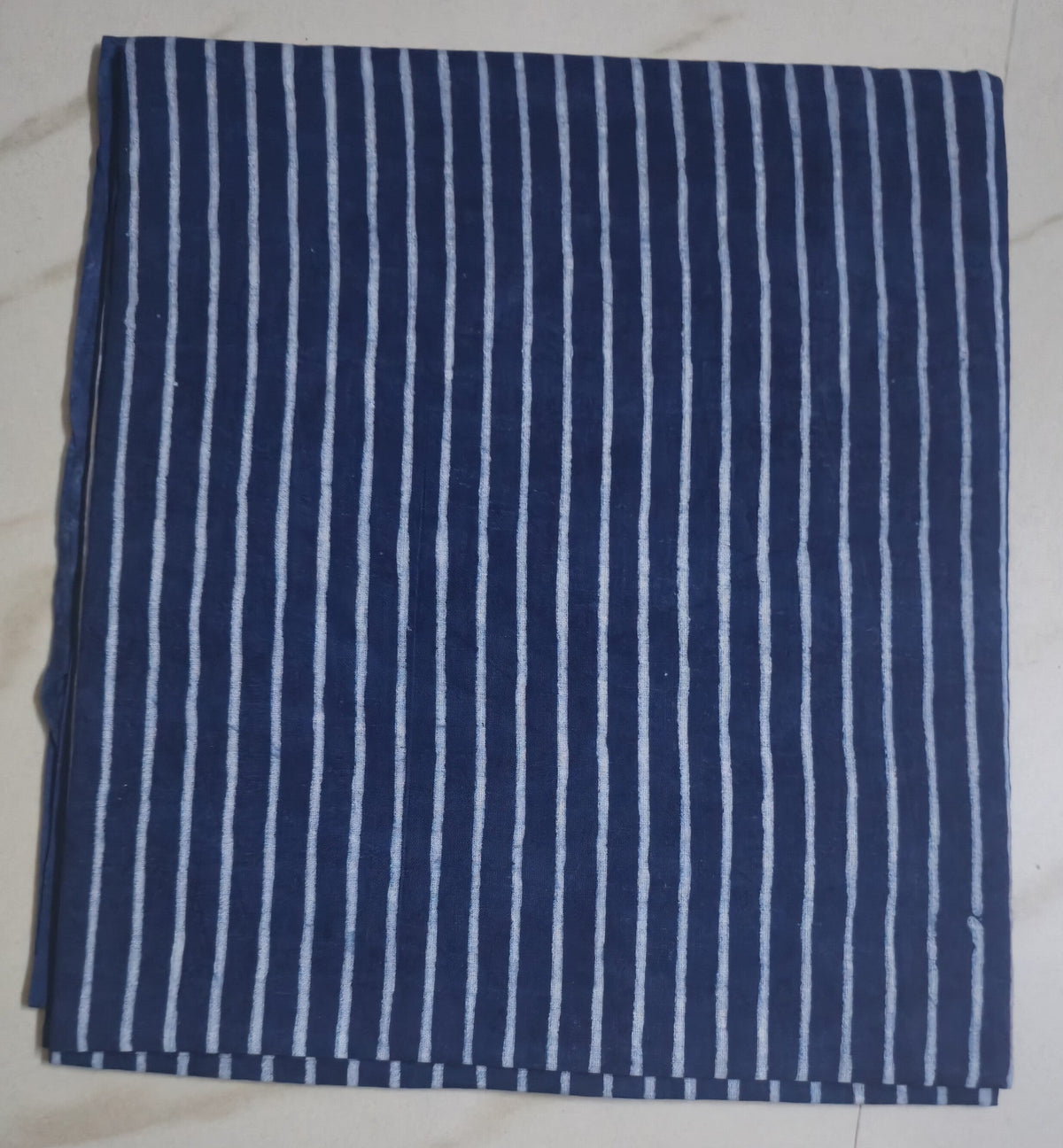 INDIGO HANDBLOCKED COTTON PRECUT 2.5M FABRIC