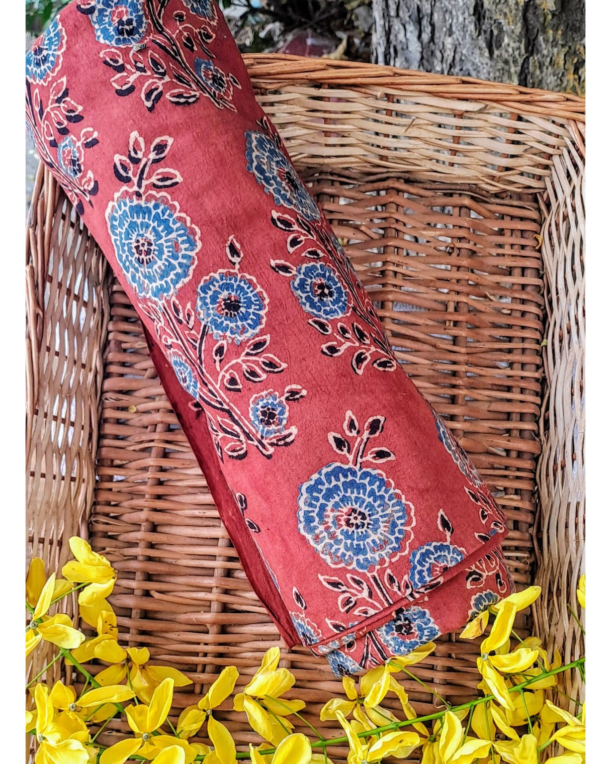 RED - AJRAKH COTTON RUNNING FABRIC