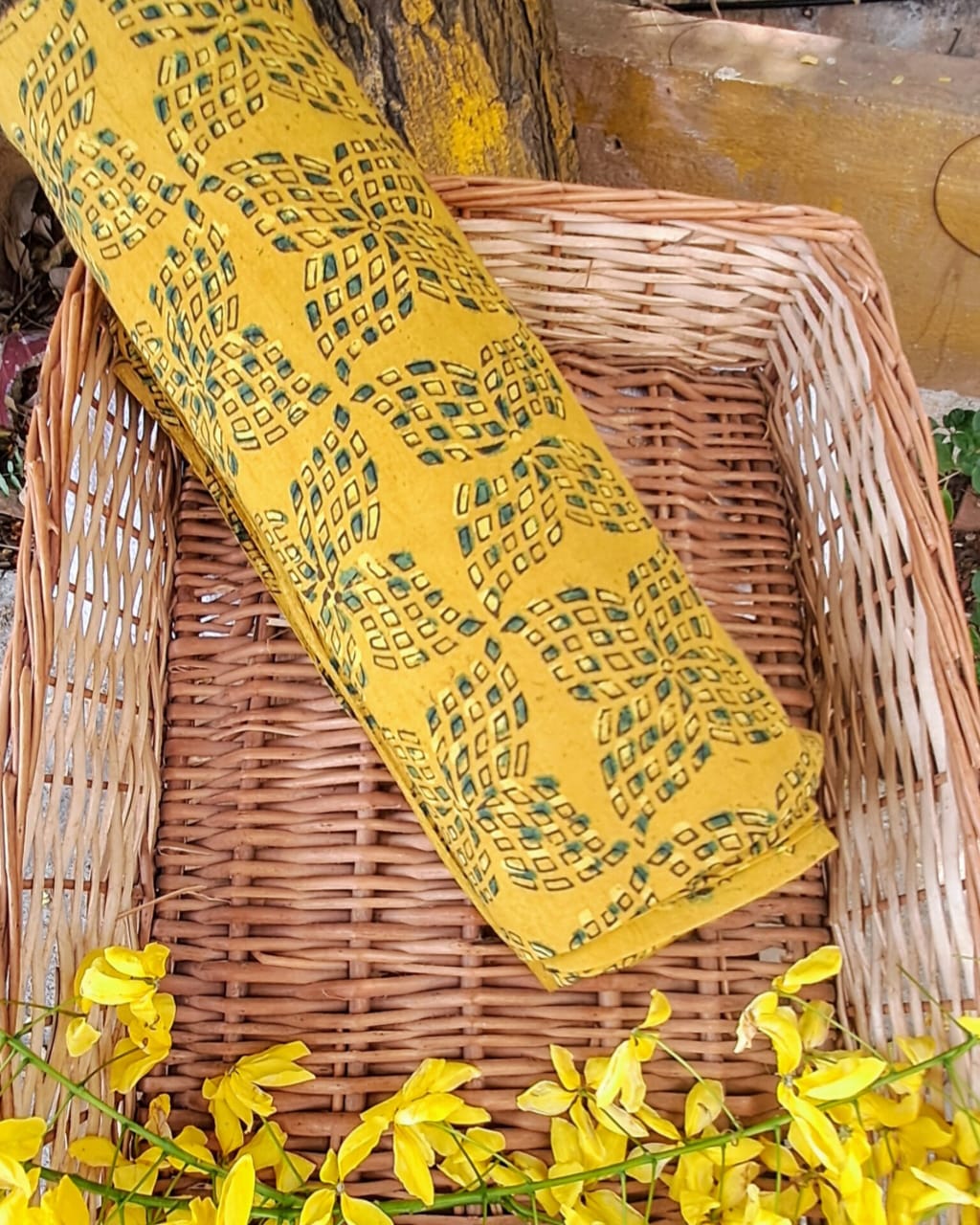 YELLOW - AJRAKH COTTON RUNNING FABRIC