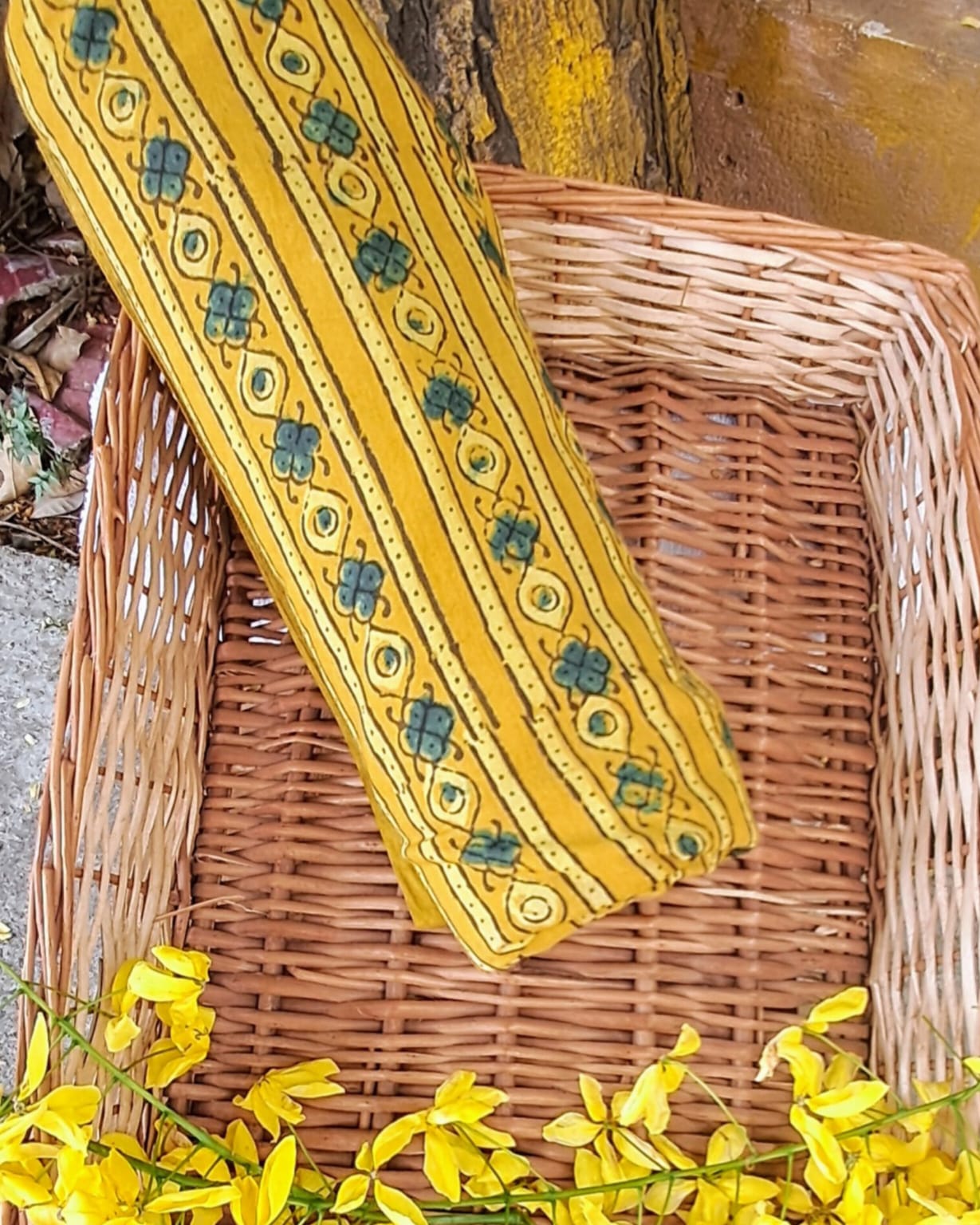 YELLOW - AJRAKH COTTON RUNNING FABRIC