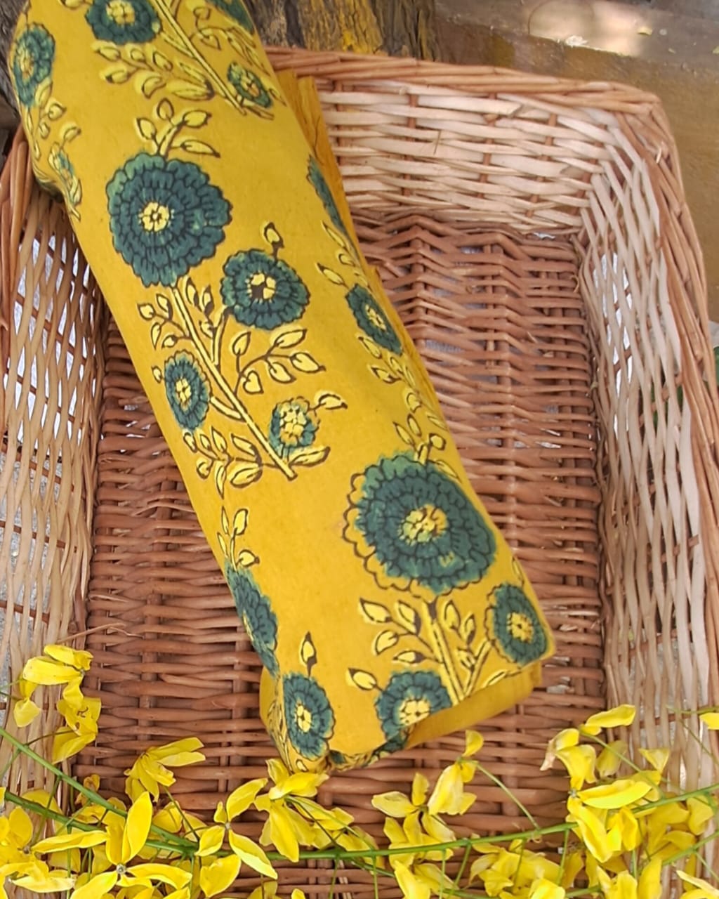 YELLOW - AJRAKH COTTON RUNNING FABRIC