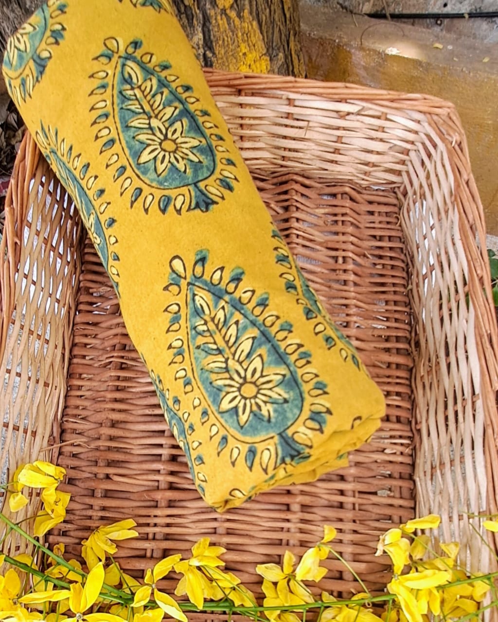 YELLOW - AJRAKH COTTON RUNNING FABRIC