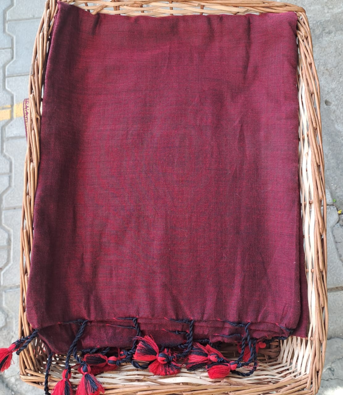 WINE RED KHADHI SAREE