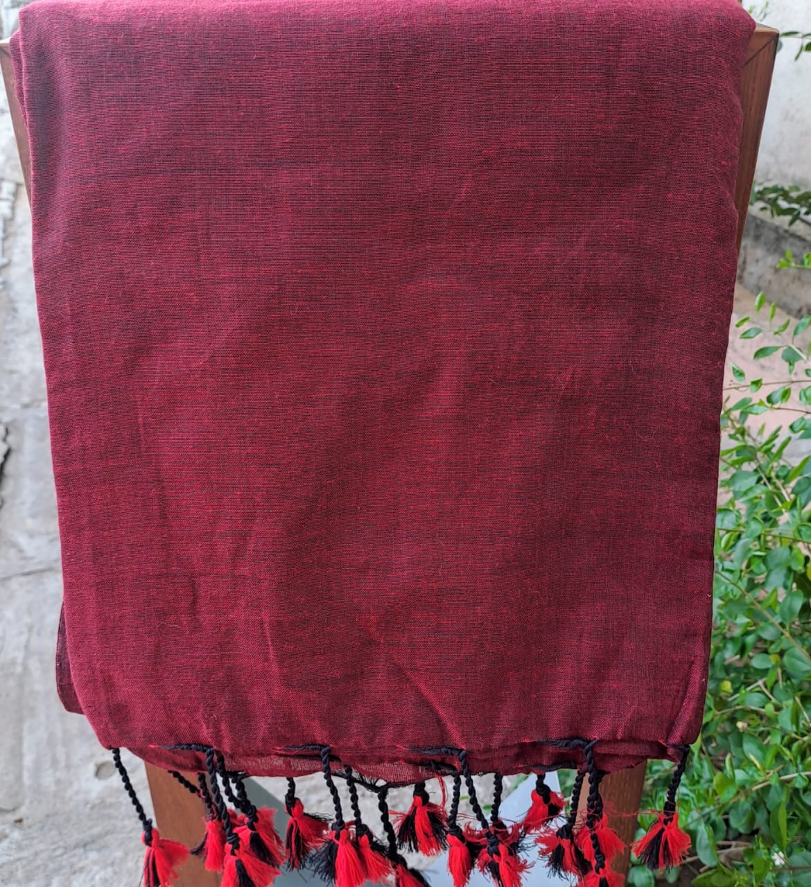 WINE RED KHADHI SAREE