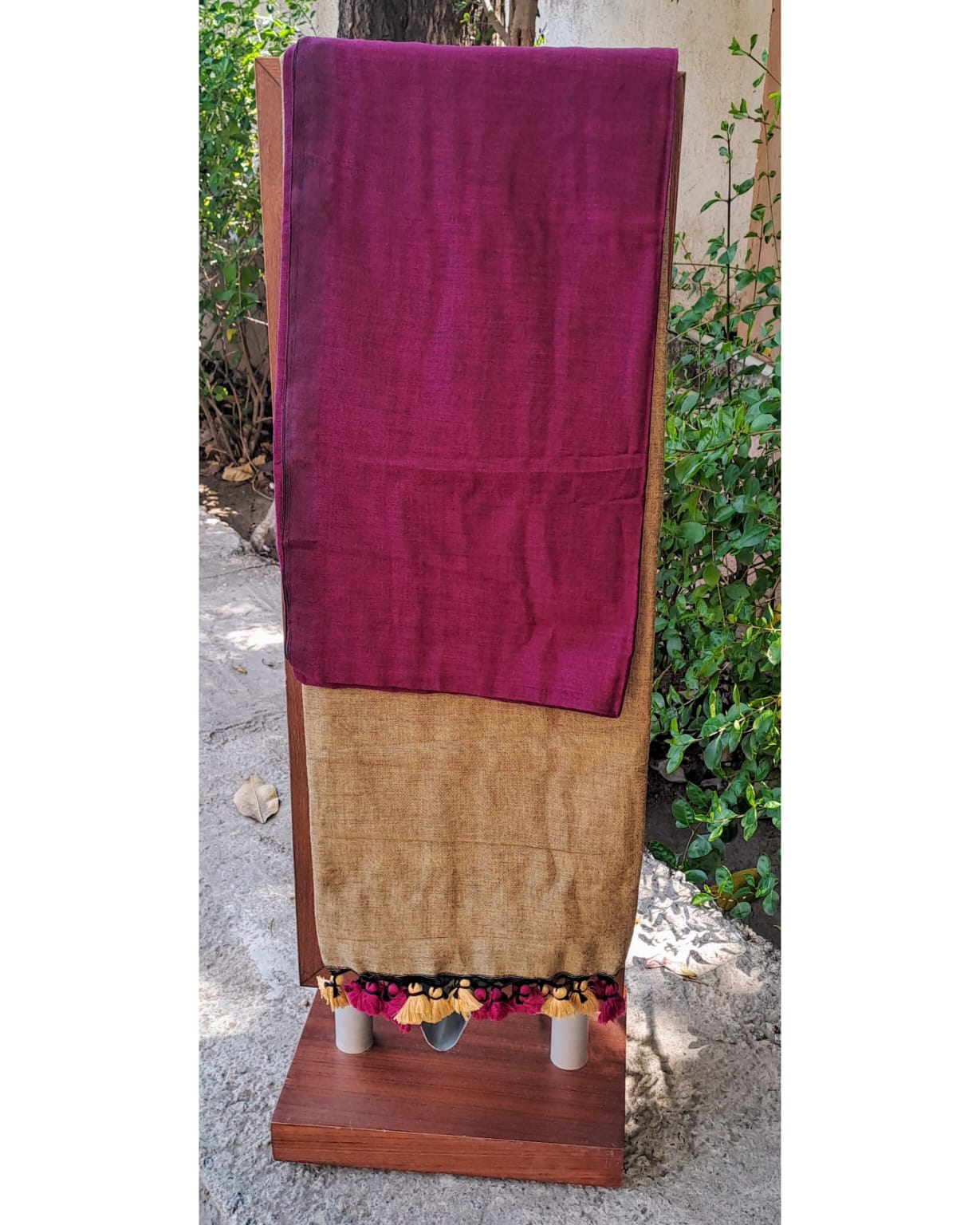 BEETROOT DUAL TONE KHADHI SAREE