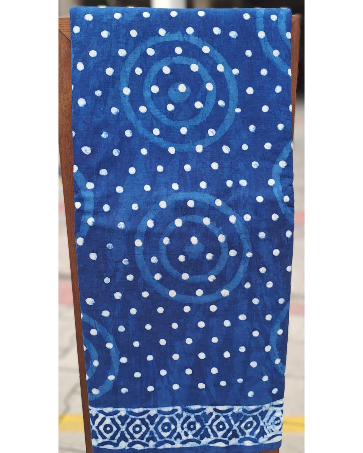 INDIGO HANDBLOCK MULMUL SAREE
