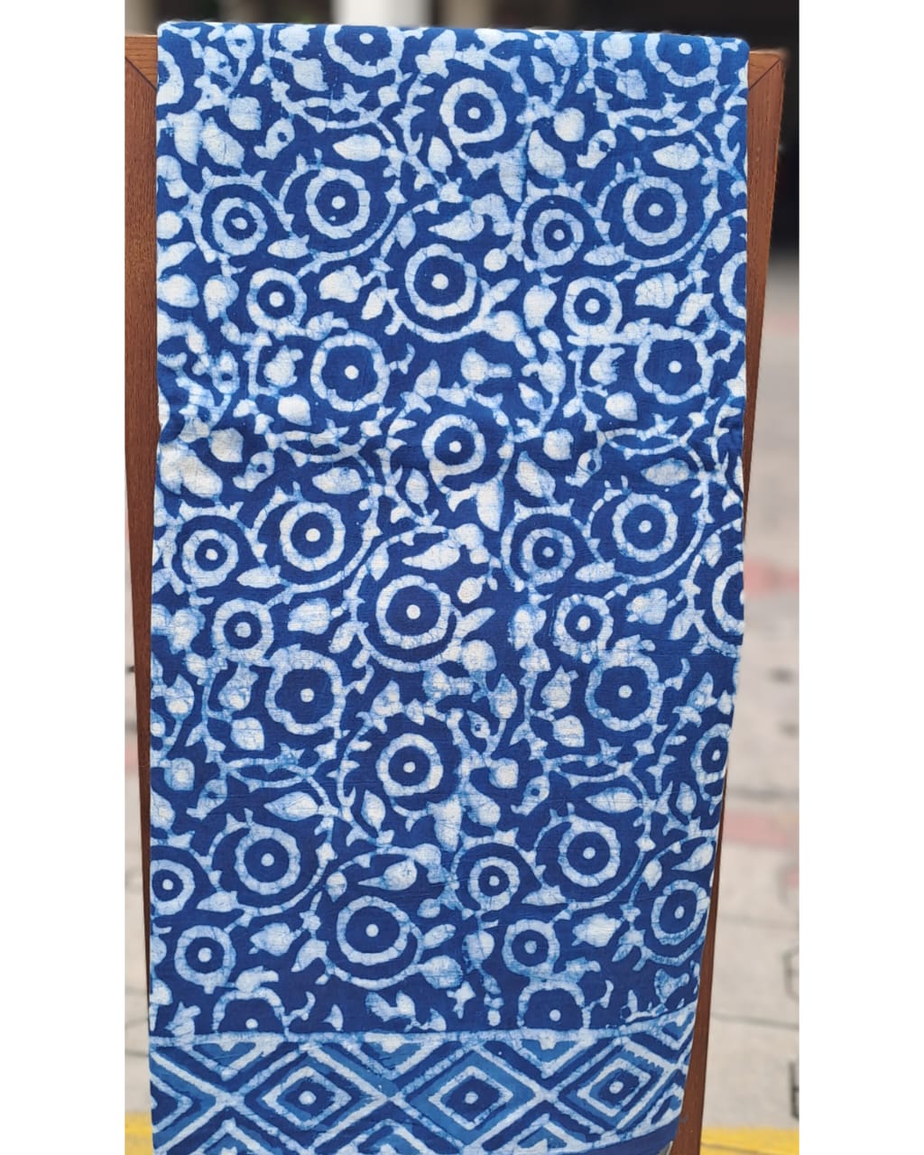 INDIGO HANDBLOCK MULMUL SAREE