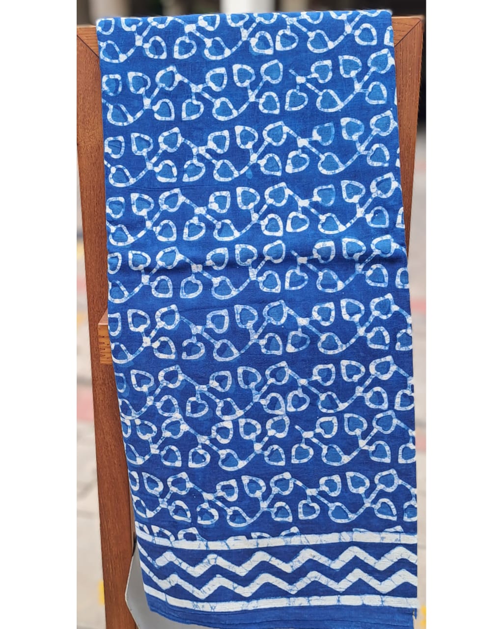 INDIGO HANDBLOCK MULMUL SAREE