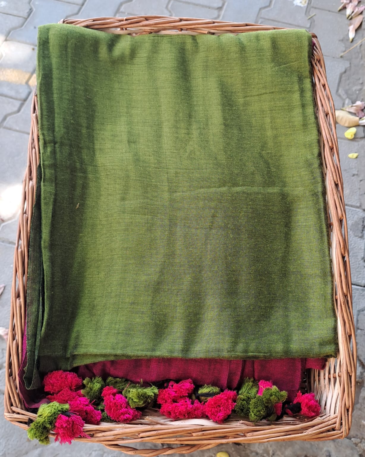 ALGAE GREEN DUAL TONE KHADHI SAREE