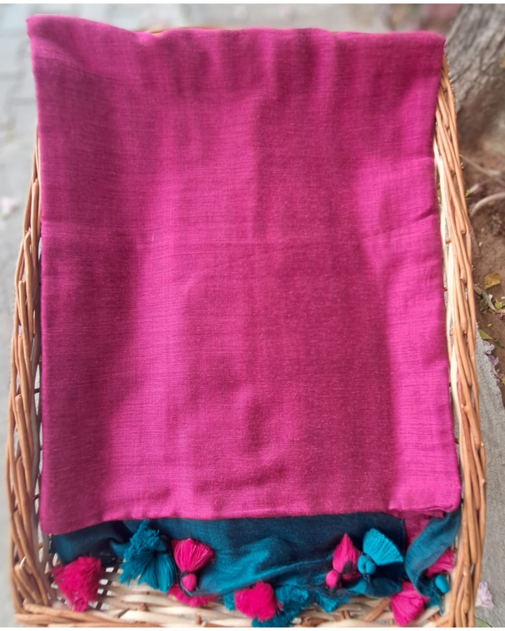 MAGENTA & TEAL KHADHI COTTON SAREE