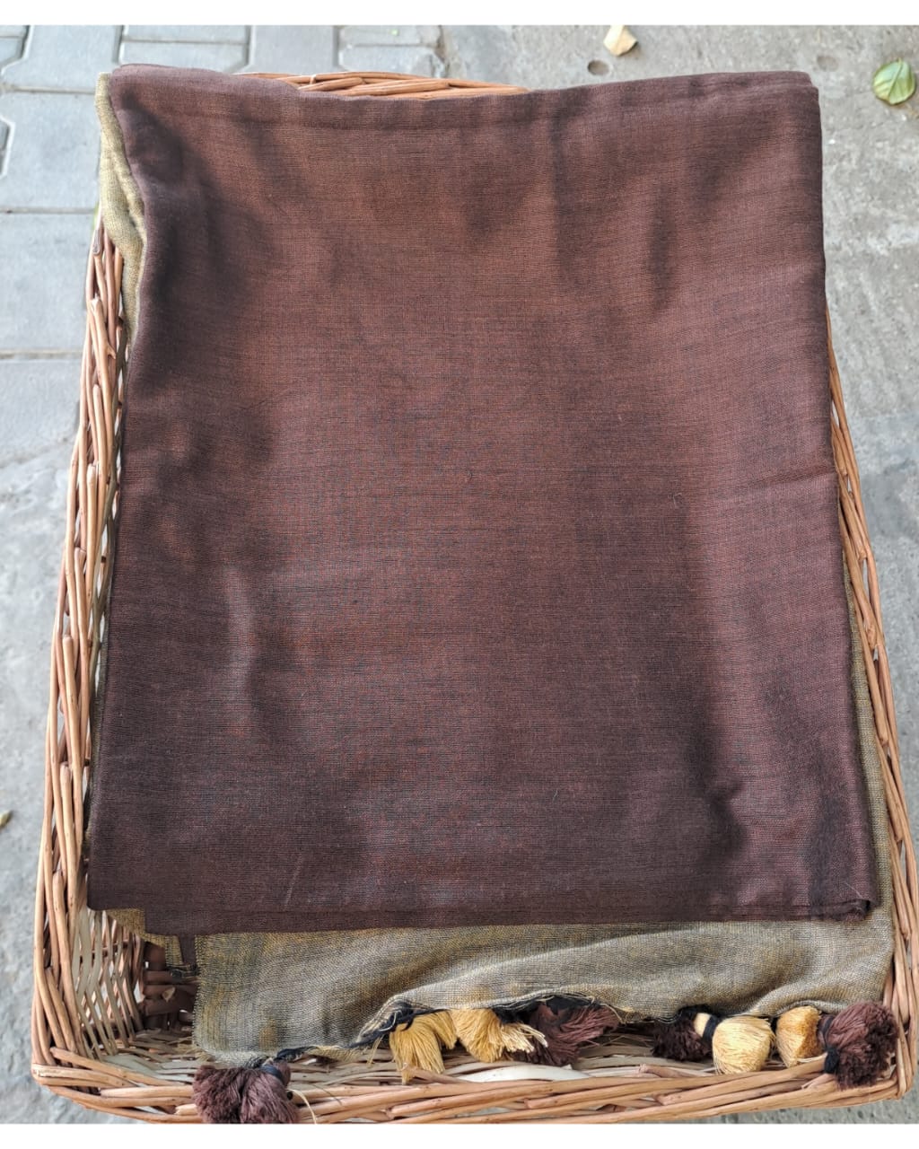 BROWN DUAL TONE KHADHI SAREE
