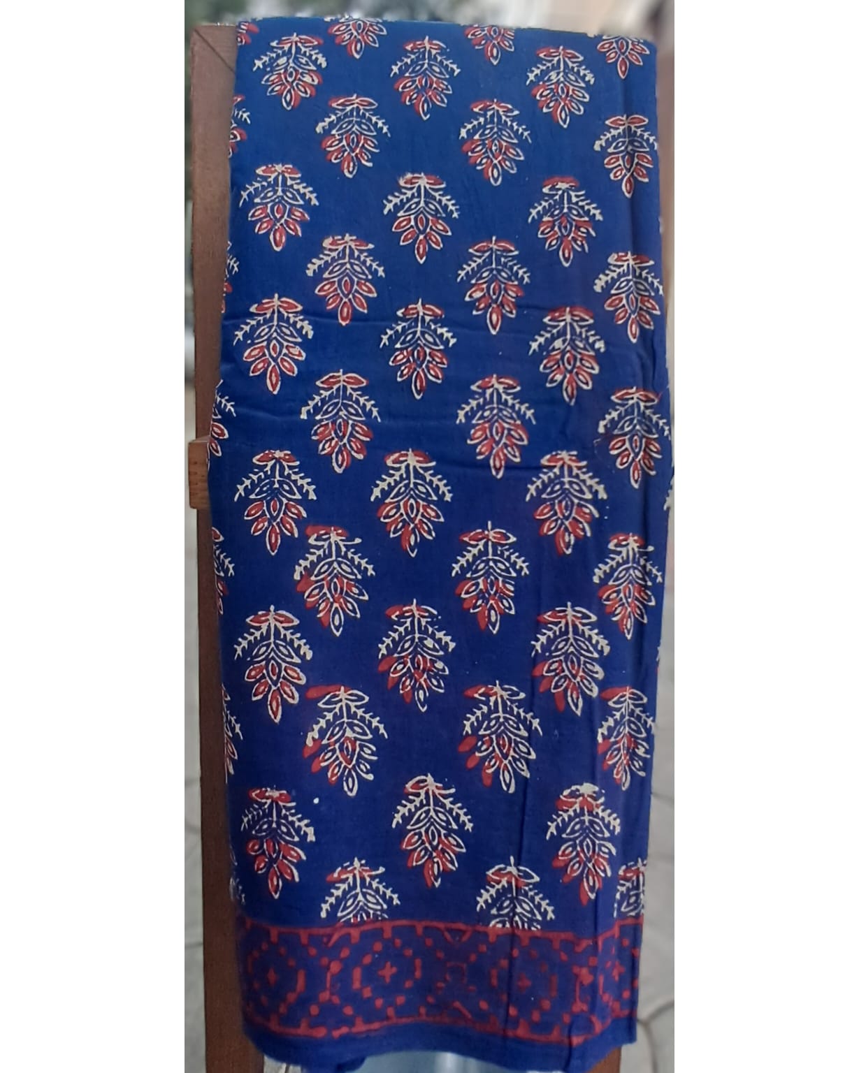 BLUE HANDBLOCK MULMUL SAREE