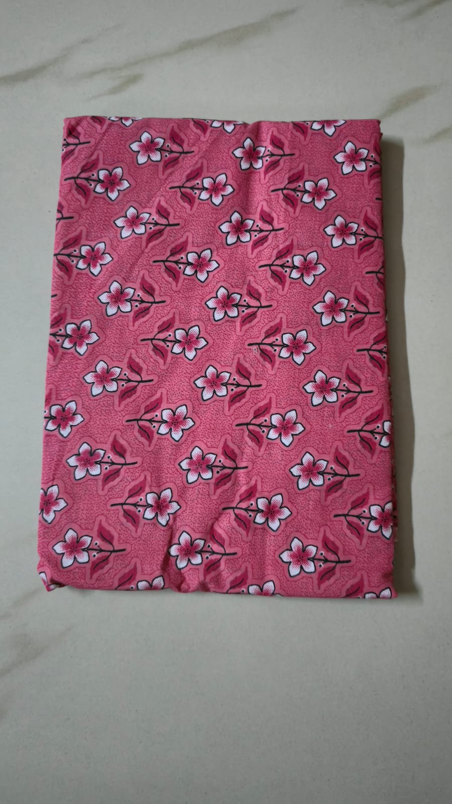 PINK HANDBLOCKED COTTON PRECUT 2.5M FABRIC