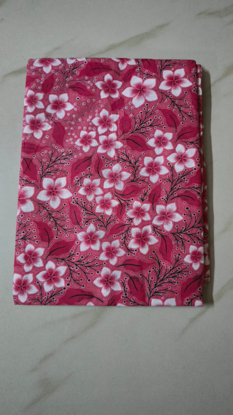 PINK HANDBLOCKED COTTON PRECUT 2.5M FABRIC