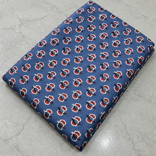 BLUE - AJRAKH COTTON RUNNING FABRIC