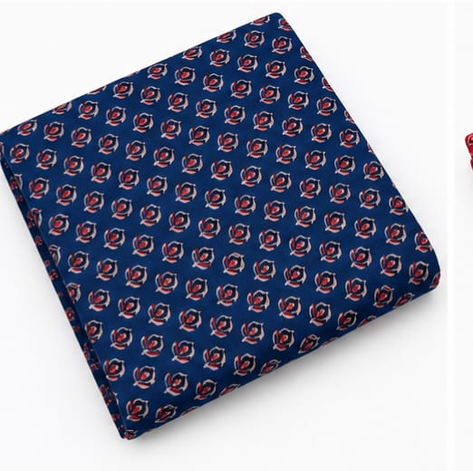 BLUE - AJRAKH COTTON RUNNING FABRIC