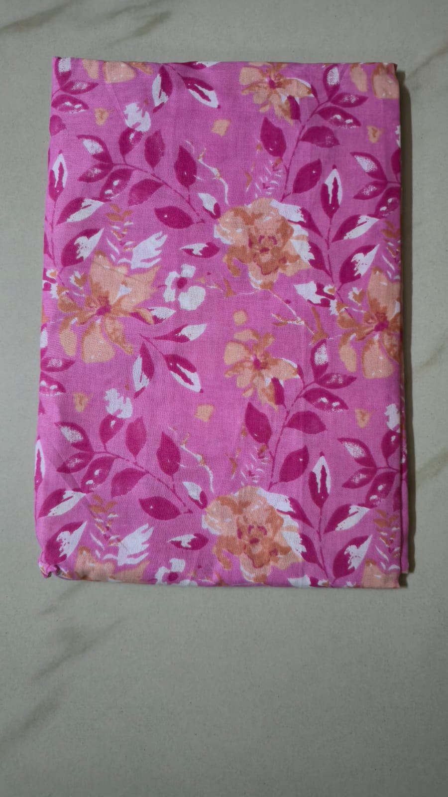 VIOLET HANDBLOCKED COTTON PRECUT 2.5M FABRIC