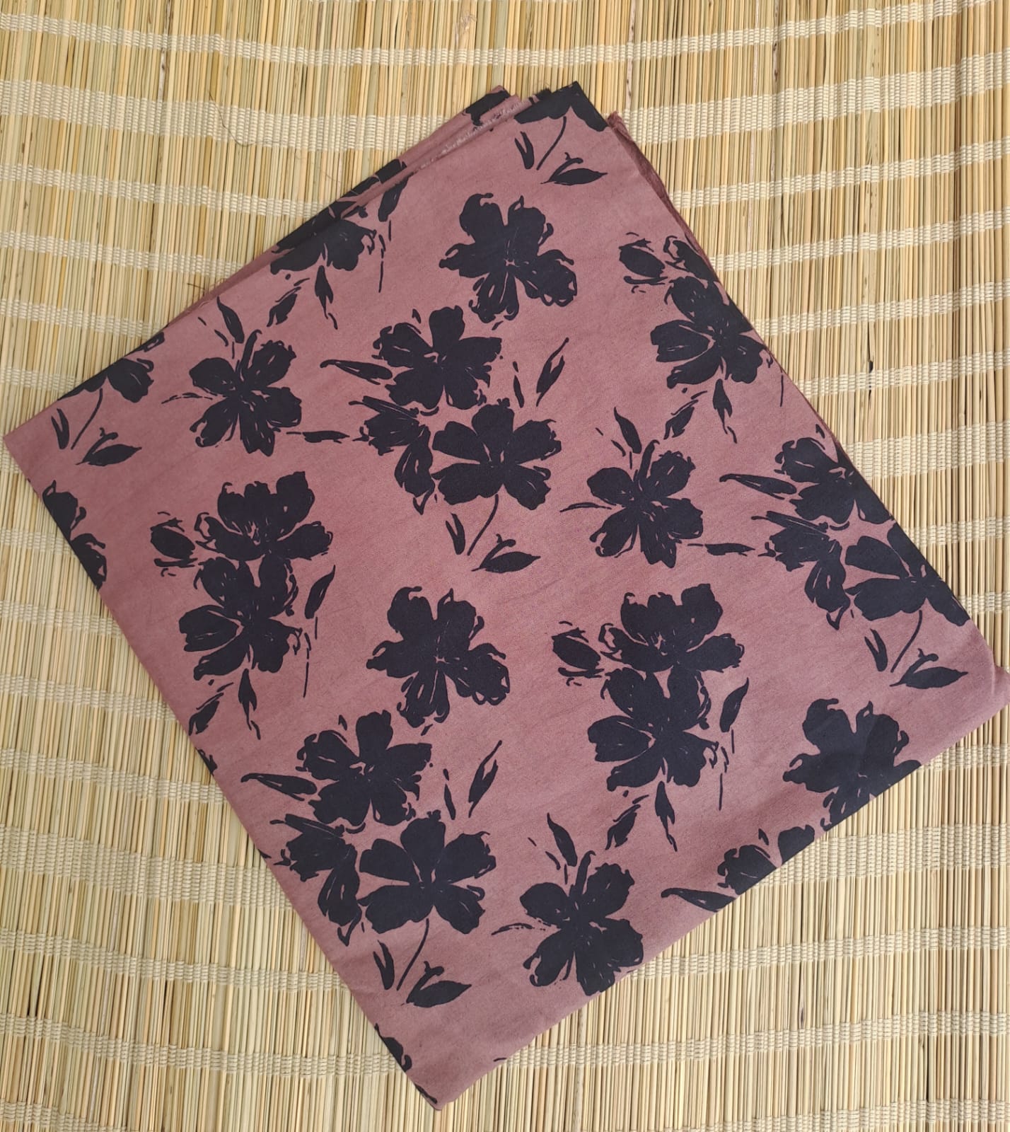 PALE ROSE HANDBLOCKED COTTON PRECUT 2.5M FABRIC