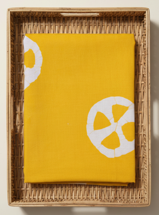 YELLOW HANDBLOCKED COTTON PRECUT 2.5M FABRIC