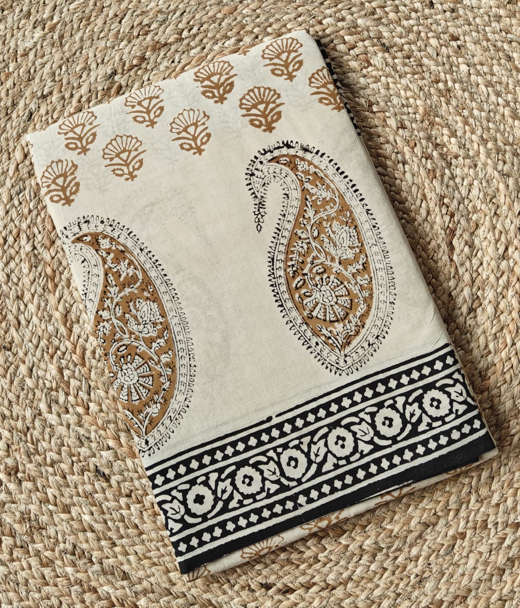 HAND BLOCKED COTTON MUL MUL SAREE
