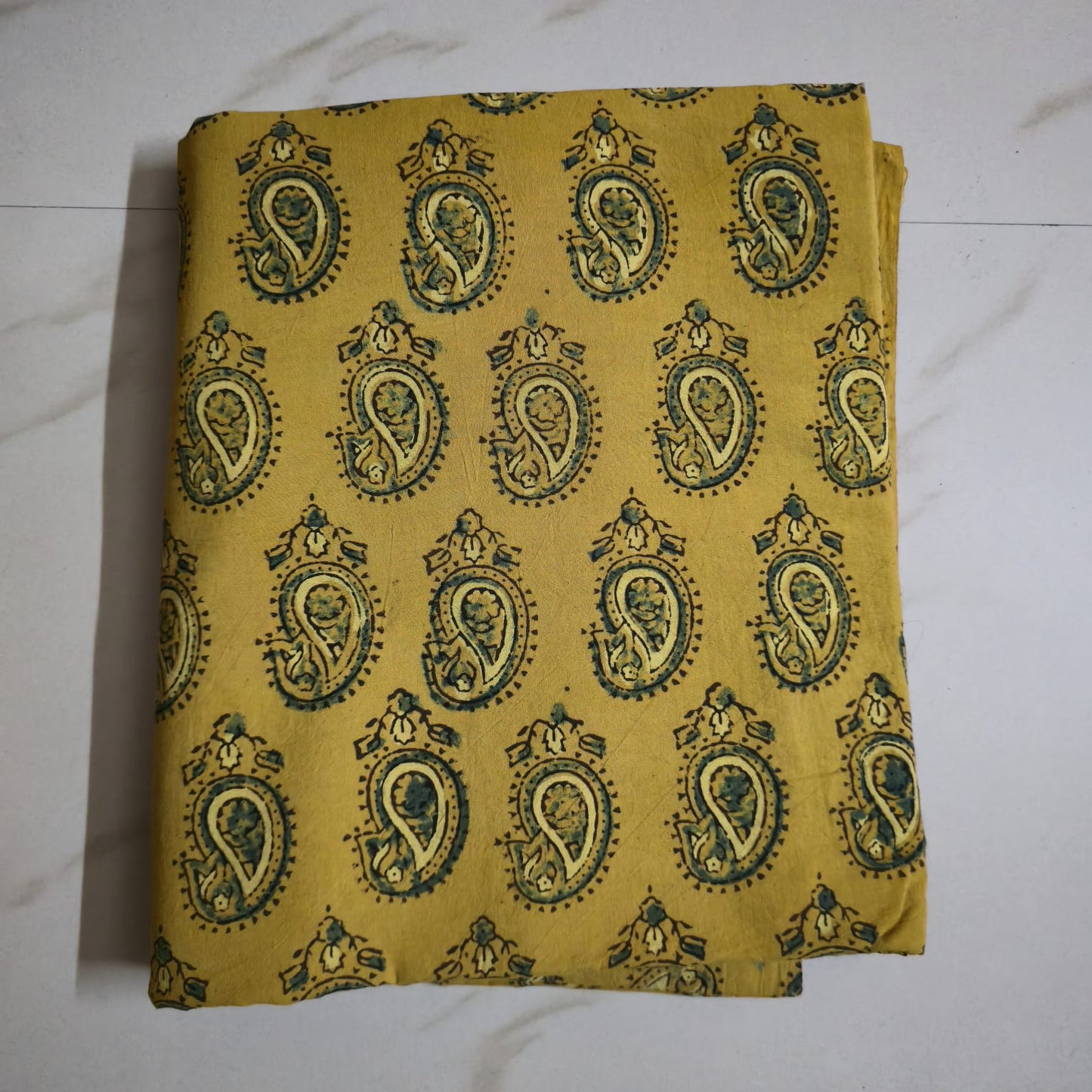 YELLOW- AJRAKH COTTON RUNNING FABRIC