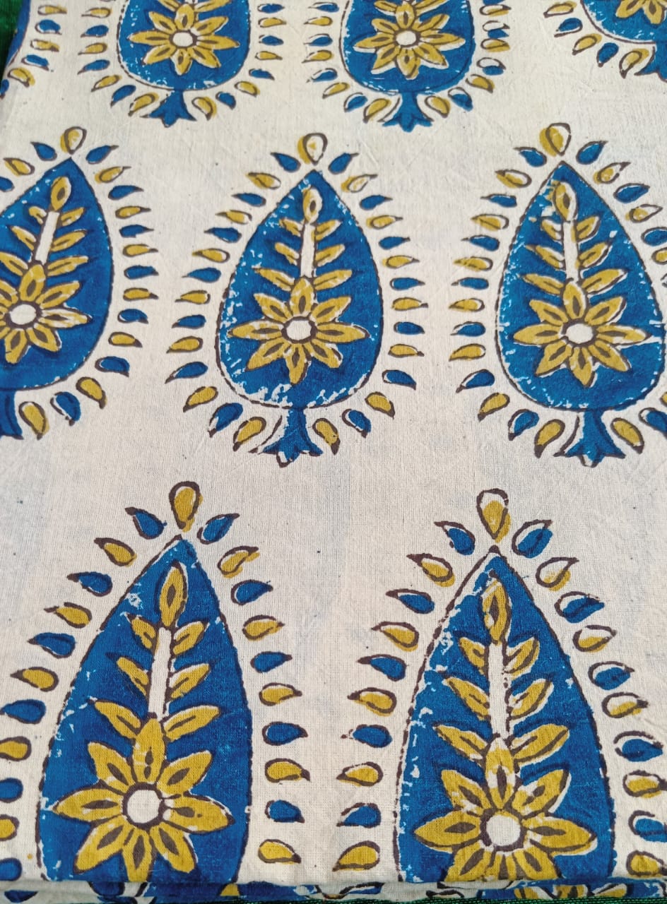 IVORY - AJRAKH COTTON RUNNING FABRIC