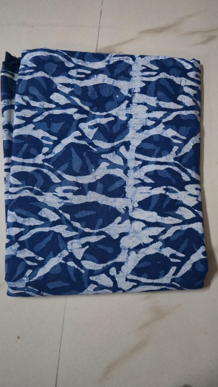 INDIGO HANDBLOCKED COTTON PRECUT 2.5M FABRIC
