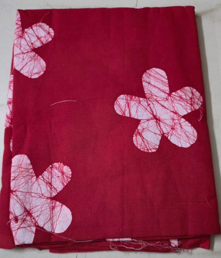 DARK PINK HANDBLOCKED COTTON PRECUT 2.5M FABRIC