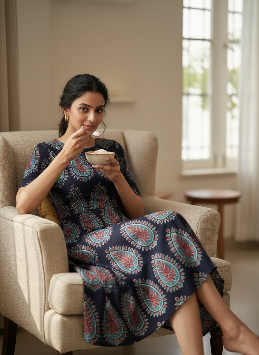 BLACK - AJRAKH COTTON RUNNING FABRIC