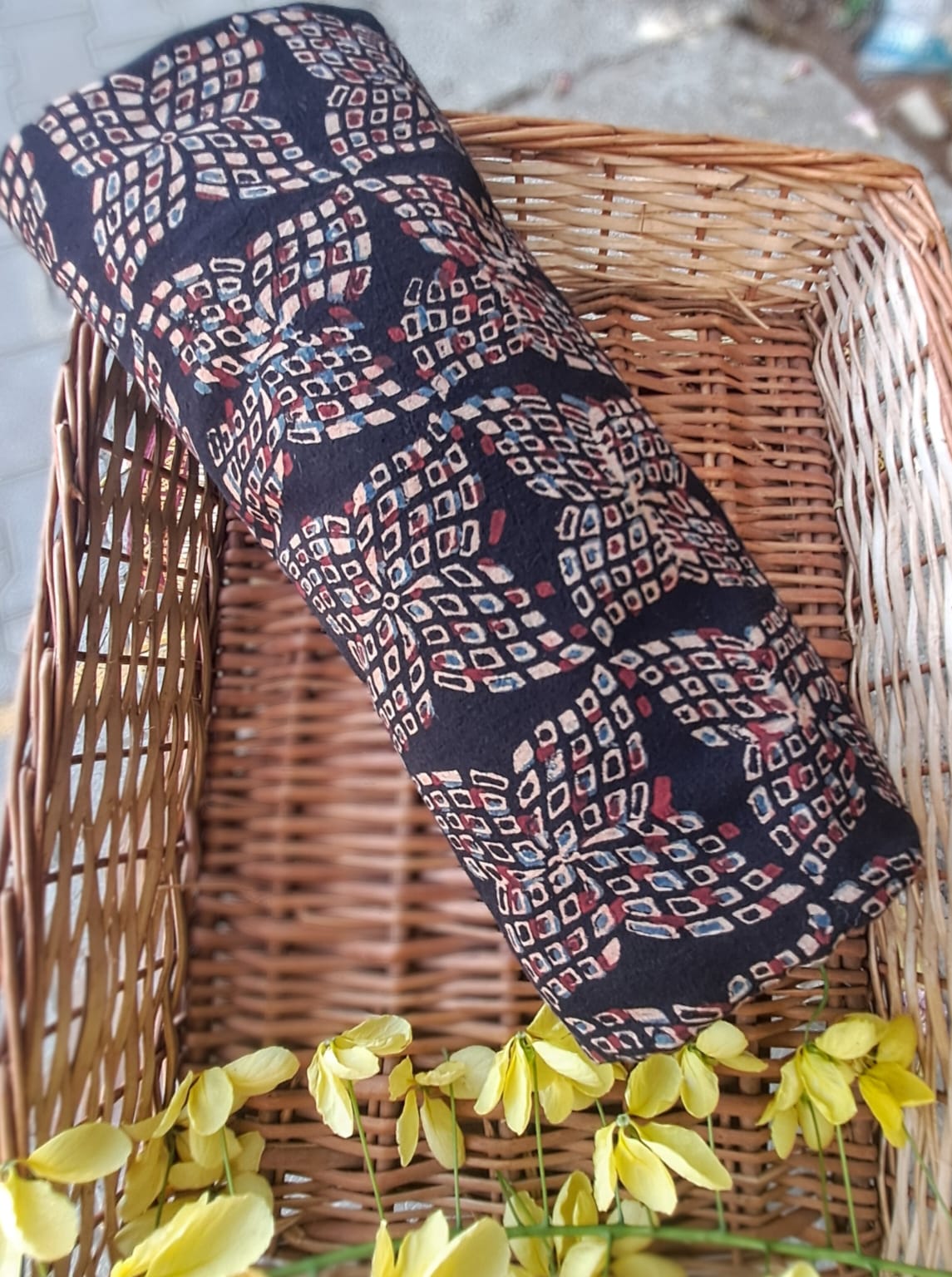 BLACK - AJRAKH COTTON RUNNING FABRIC