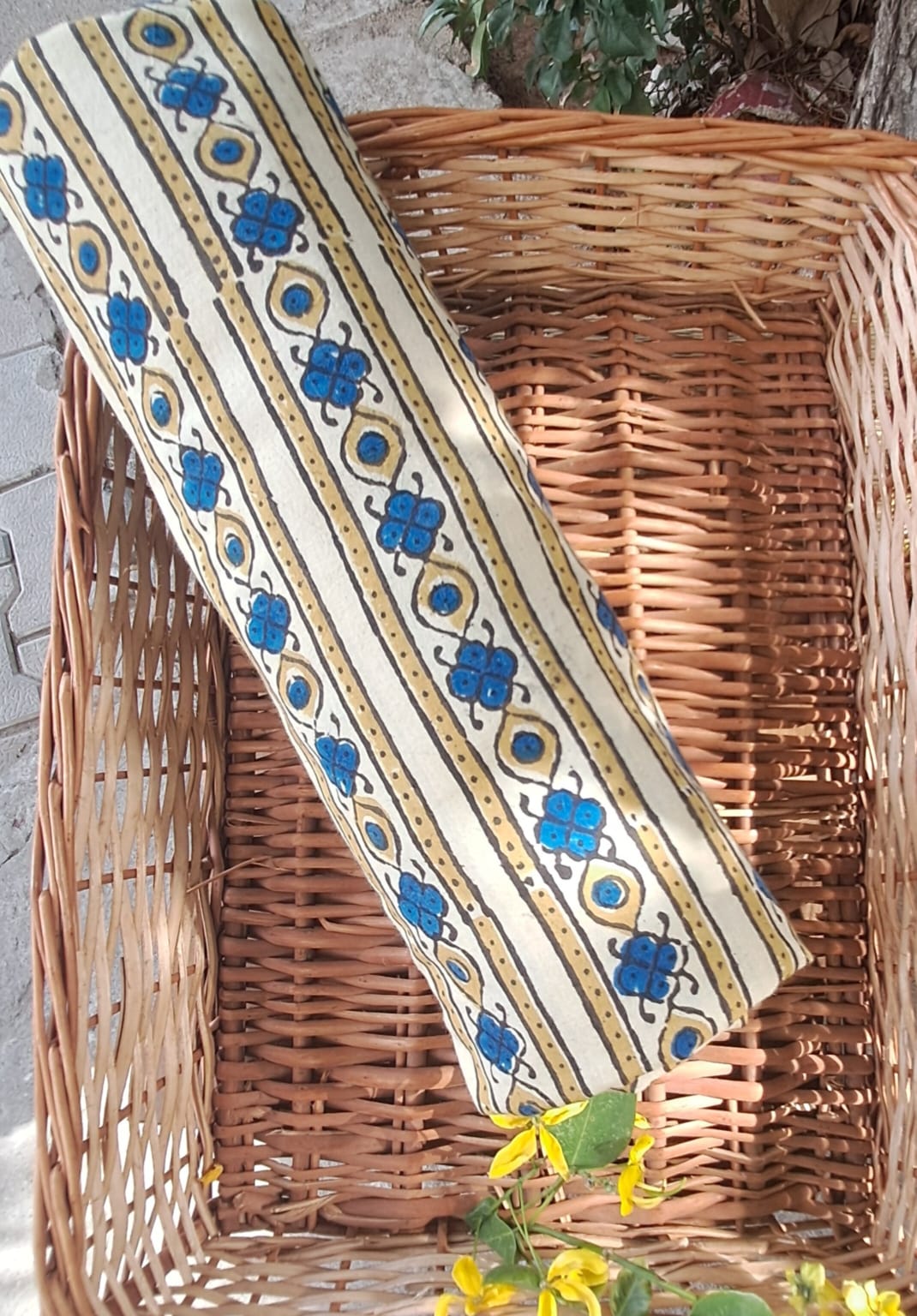 IVORY AJRAKH COTTON RUNNING FABRIC