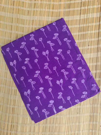 VIOLET HANDBLOCKED COTTON PRECUT 2.5M FABRIC