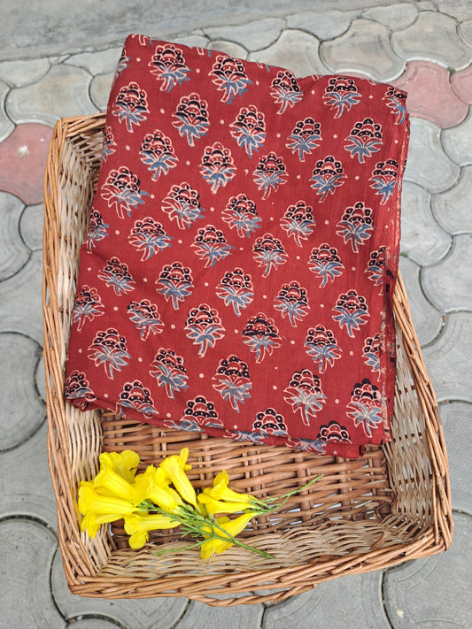 RED - COTTON AJRAKH RUNNING FABRIC