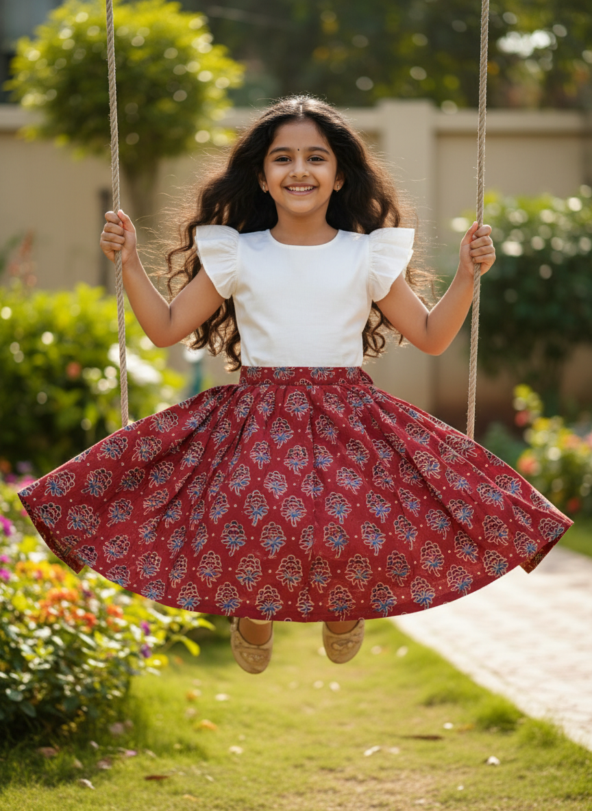 RED - COTTON AJRAKH RUNNING FABRIC