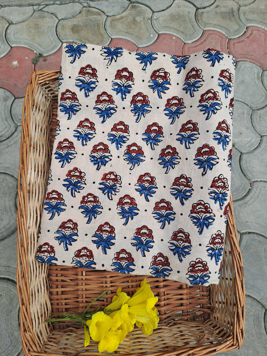 IVORY - COTTON AJRAKH RUNNING FABRIC