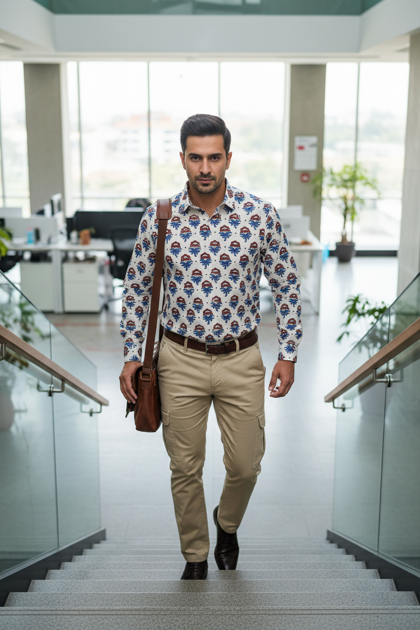 IVORY - COTTON AJRAKH RUNNING FABRIC