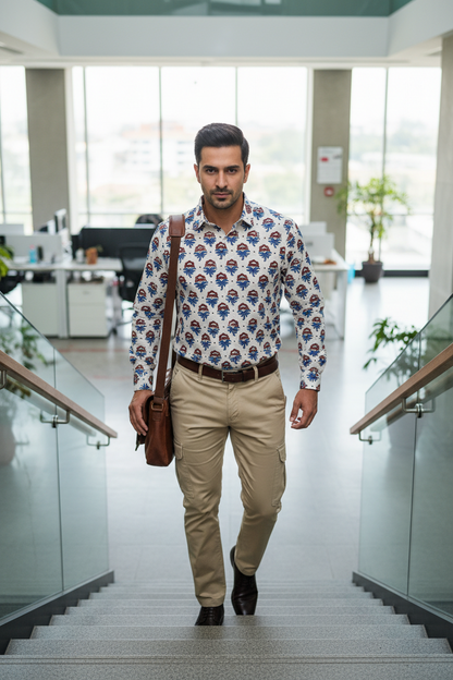 IVORY - COTTON AJRAKH RUNNING FABRIC