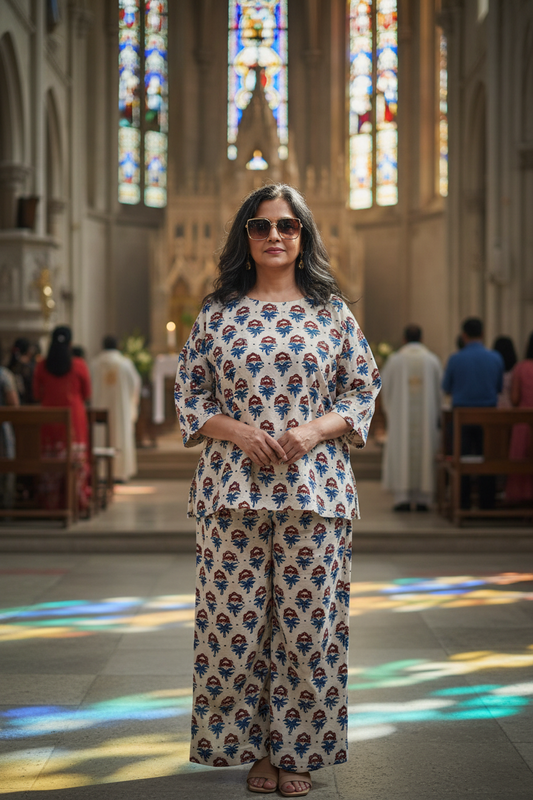 IVORY - COTTON AJRAKH RUNNING FABRIC